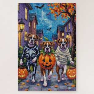Boxer Hunde Trick-or-Treating in Halloween-Kostüme Puzzle