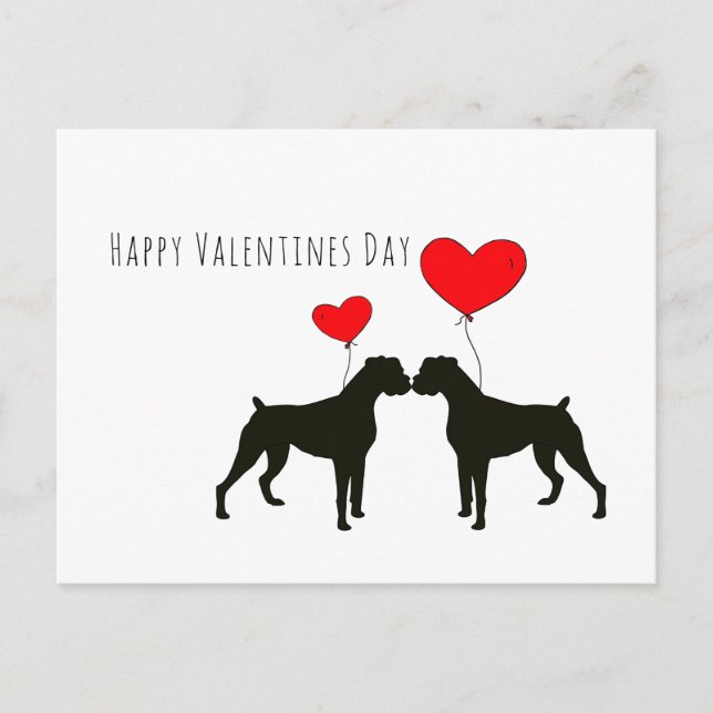 Boxer Hunde Valentinstag mit Haustieren Postkarte (Vorderseite)