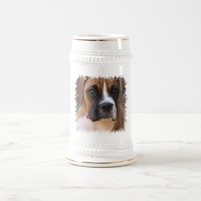 Boxer-Hundeentwurfs-Bier Stein Bierglas (Mittel)