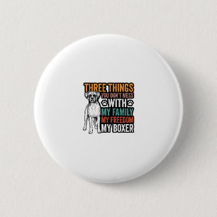 Boxer-Hundefamilie Freiheit Vintage-Shirt-Design_1 Button