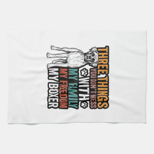 Boxer-Hundefamilie Freiheit Vintage-Shirt-Design_1 Geschirrtuch