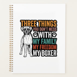 Boxer-Hundefamilie Freiheit Vintage-Shirt-Design_1 Planer