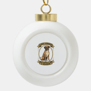 Boxer-Hundefan-Shirt Vintage-Gravur Lustiges Haust Keramik Kugel-Ornament