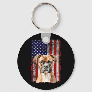 Boxer-Hundefreund US-Flagge 4. Juli Patriotisch Schlüsselanhänger
