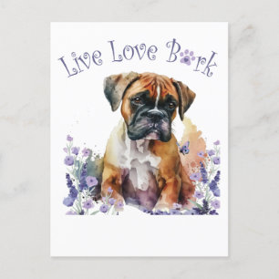 Boxer-Hundemutter Blumen Postkarte