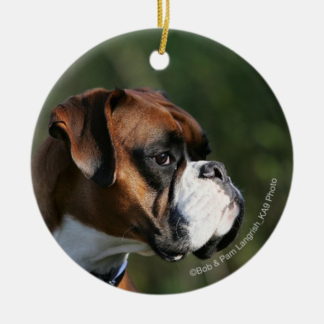 Boxer-Hundeseiten-Profil Keramik Ornament (Vorne)