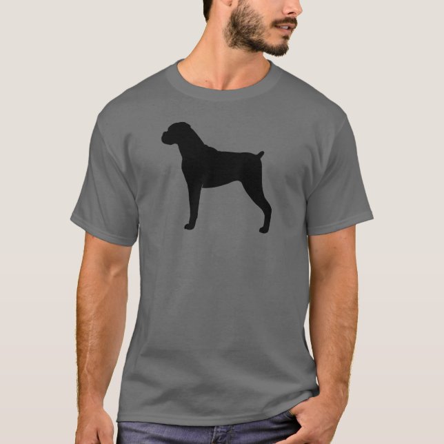 Boxer-HundeSilhouette mit den natürlichen T-Shirt (Vorderseite)