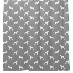 Boxer-HundeSilhouette-Muster-Grau Duschvorhang