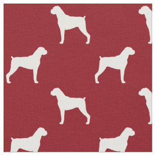 Boxer-HundeSilhouette-Muster - natürliche Ohren Stoff