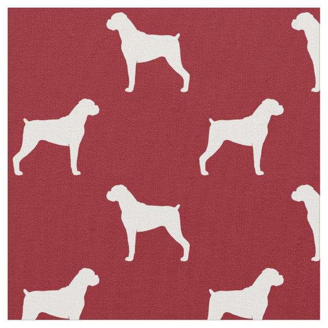Boxer-HundeSilhouette-Muster - natürliche Ohren Stoff (Nahaufnahme)