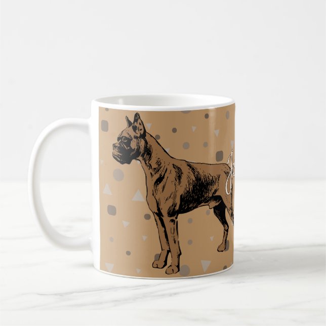Boxer-Hundetasse – Moderne geometrische Boxer-Illu Kaffeetasse (Links)