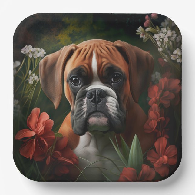 Boxer Hundeteller Pappteller (Vorderseite)
