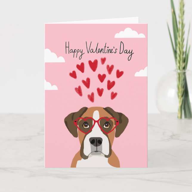 Boxer-Hundevalentines-Liebe-Karte Feiertagskarte (Vorderseite)