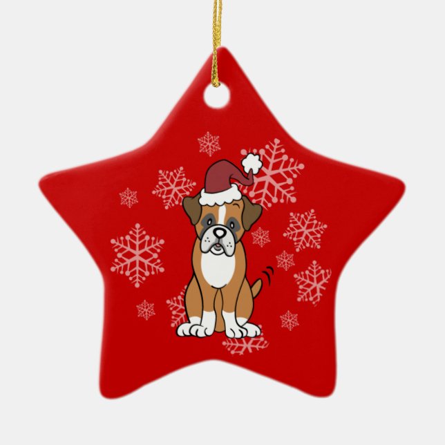 Boxer-Hundeverzierung Keramikornament (Vorne)