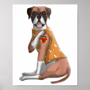 Boxer I Liebe Mama Tattoo Hundeshirt Funny Mütter  Poster
