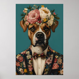 Boxer Im Anzug Poster, Boxer Portrait, Boxer Öl Poster