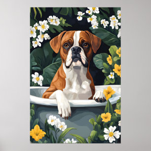 Boxer Im Badewanne Poster, Lustiger Hund Poster, B Poster