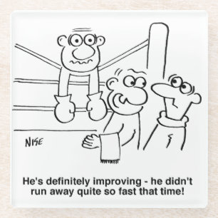 Boxer im Boxring. Funny Glasuntersetzer