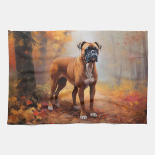 Boxer im Herbst Leaves Fall Inspiriert Geschirrtuch