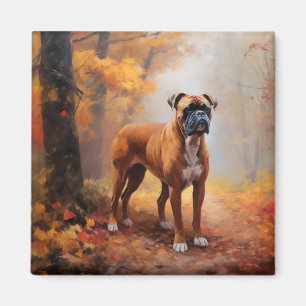 Boxer im Herbst Leaves Fall Inspiriert Magnet