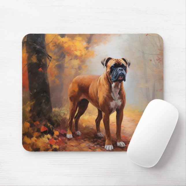 Boxer im Herbst Leaves Fall Inspiriert Mousepad (Mit Mouse)