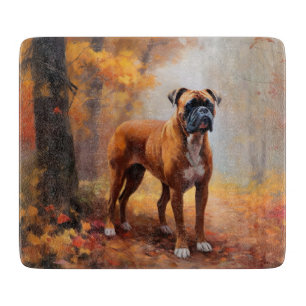 Boxer im Herbst Leaves Fall Inspiriert Schneidebrett