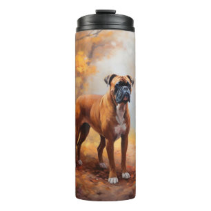 Boxer im Herbst Leaves Fall Inspiriert Thermosbecher