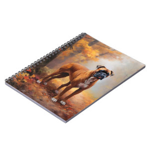 Boxer im Herbstlaub-Fall inspirieren Notizblock