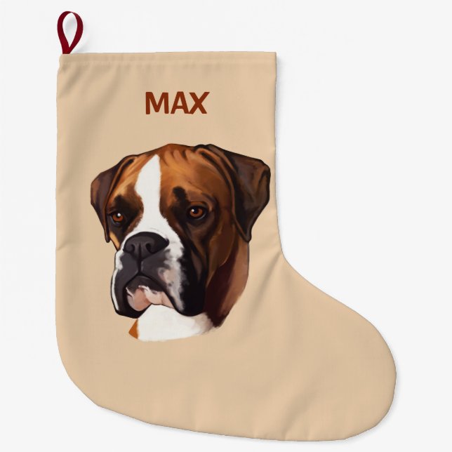 Boxer im Porträt Großer Weihnachtsstrumpf (Vorderseite)
