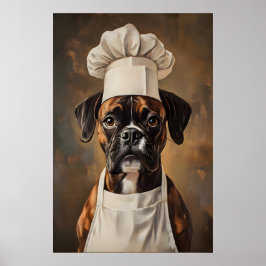 Boxer in Kochmütze Poster, Haustierposter, Boxer i Poster