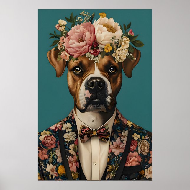 Boxer In Suit Poster, Boxer Portrait, Boxer Oil Poster (Vorne)