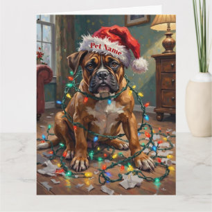 Boxer in Weihnachtslichtern verstrickt schuldig Hu Karte
