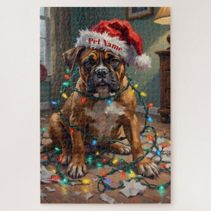 Boxer in Weihnachtslichtern verstrickt schuldig Hu Puzzle