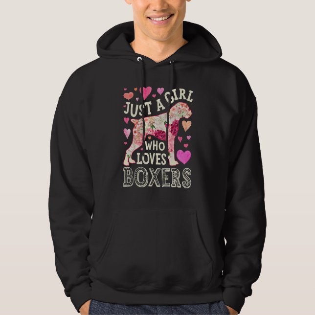Boxer Just A Girl Who Loves Boxers Dog Flower Wome Hoodie (Vorderseite)