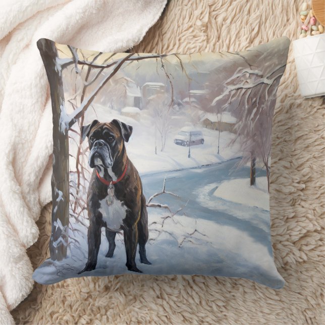Boxer lässt es Weihnachten schnee Kissen (Decke)