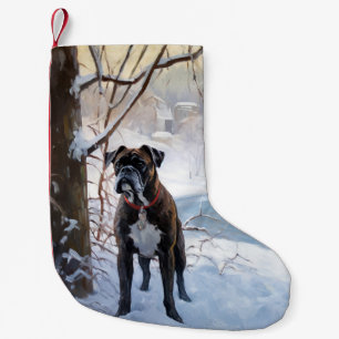 Boxer lässt es Weihnachten schnee Kleiner Weihnachtsstrumpf