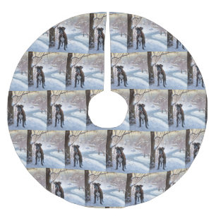 Boxer lässt es Weihnachten schnee Polyester Weihnachtsbaumdecke