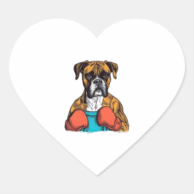 Boxer Liebe Apparel Adorable Boxer Portrait Herz-Aufkleber (Vorderseite)