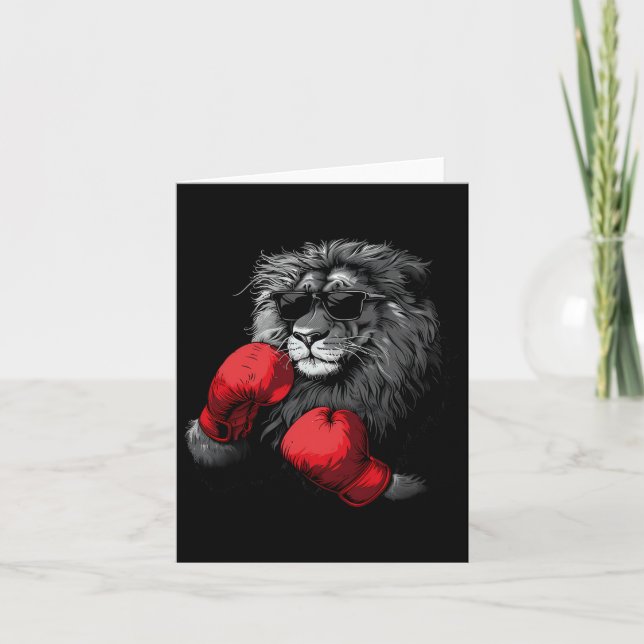 Boxer Lion Portrait Motif Wildlife Kickboxing Lieb Karte (Vorderseite)