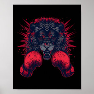 Boxer Lion Portrait Motif Wildlife Kickboxing Lieb Poster
