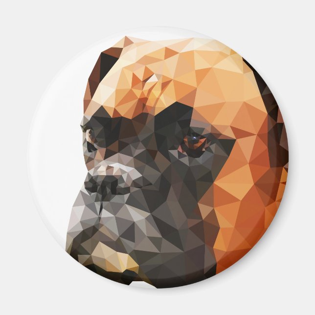 Boxer Low Poly Art Magnet (Vorne)