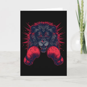 Boxer-Löwe-Porträt-Motiv Wildtier-Kickboxen Liebe Karte