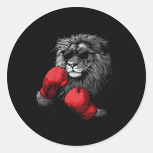 Boxer Löwe Porträt Motiv Wildtiere Kickboxen Liebe Runder Aufkleber