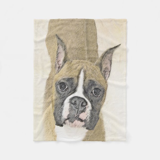 Boxer-Malerei - Niedliche Original Hunde-Kunst Fleecedecke (Vorderseite)