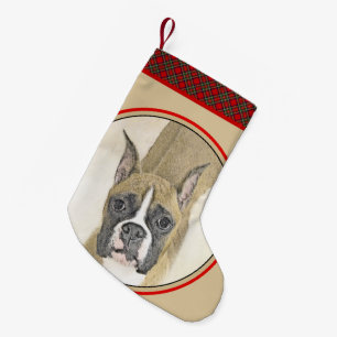 Boxer-Malerei - Niedliche Original Hunde-Kunst Kleiner Weihnachtsstrumpf