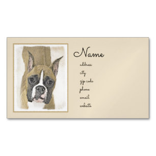 Boxer-Malerei - Niedliche Original Hunde-Kunst Magnetische Visitenkarte