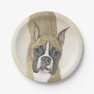 Boxer-Malerei - Niedliche Original Hunde-Kunst Pappteller