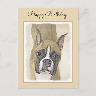 Boxer-Malerei - Niedliche Original Hunde-Kunst Postkarte