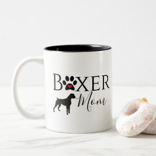 Boxer-Mama - Hundepawprint Zweifarbige Tasse