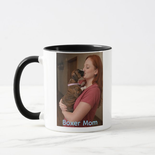 Boxer-Mama-Kaffeetasse mit süßem Brindle-Boxer-Wel Tasse (Links)